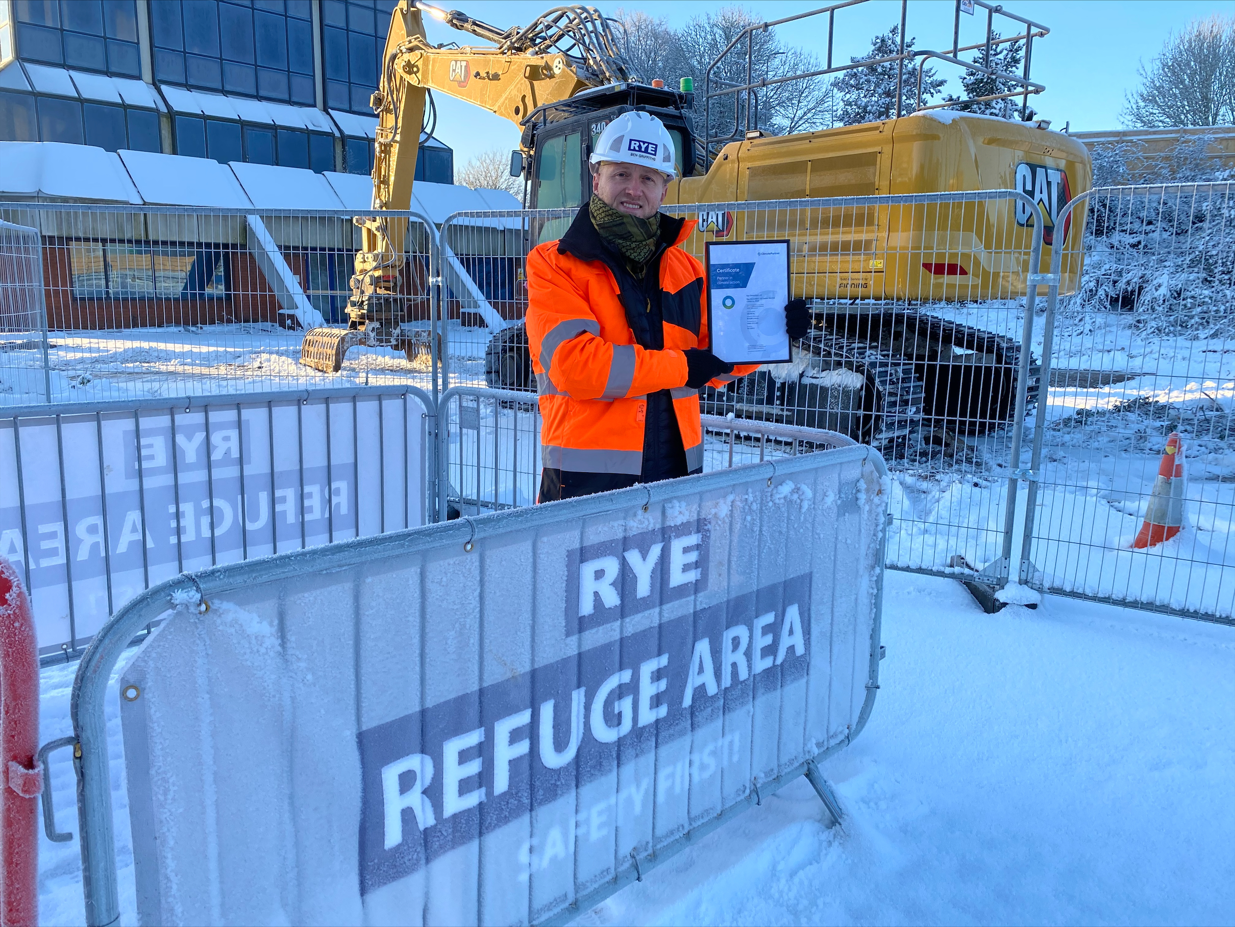 Ben Griffiths with Carbon Neutral Certificate for Rye Demolition
